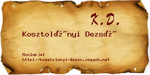 Kosztolányi Dezső névjegykártya